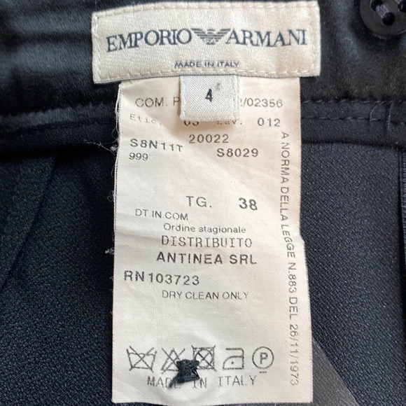 Emporio Armani Vintage Black Satin Ruffled Straight Mini Skirt Size 4 - Picture 8 of 8